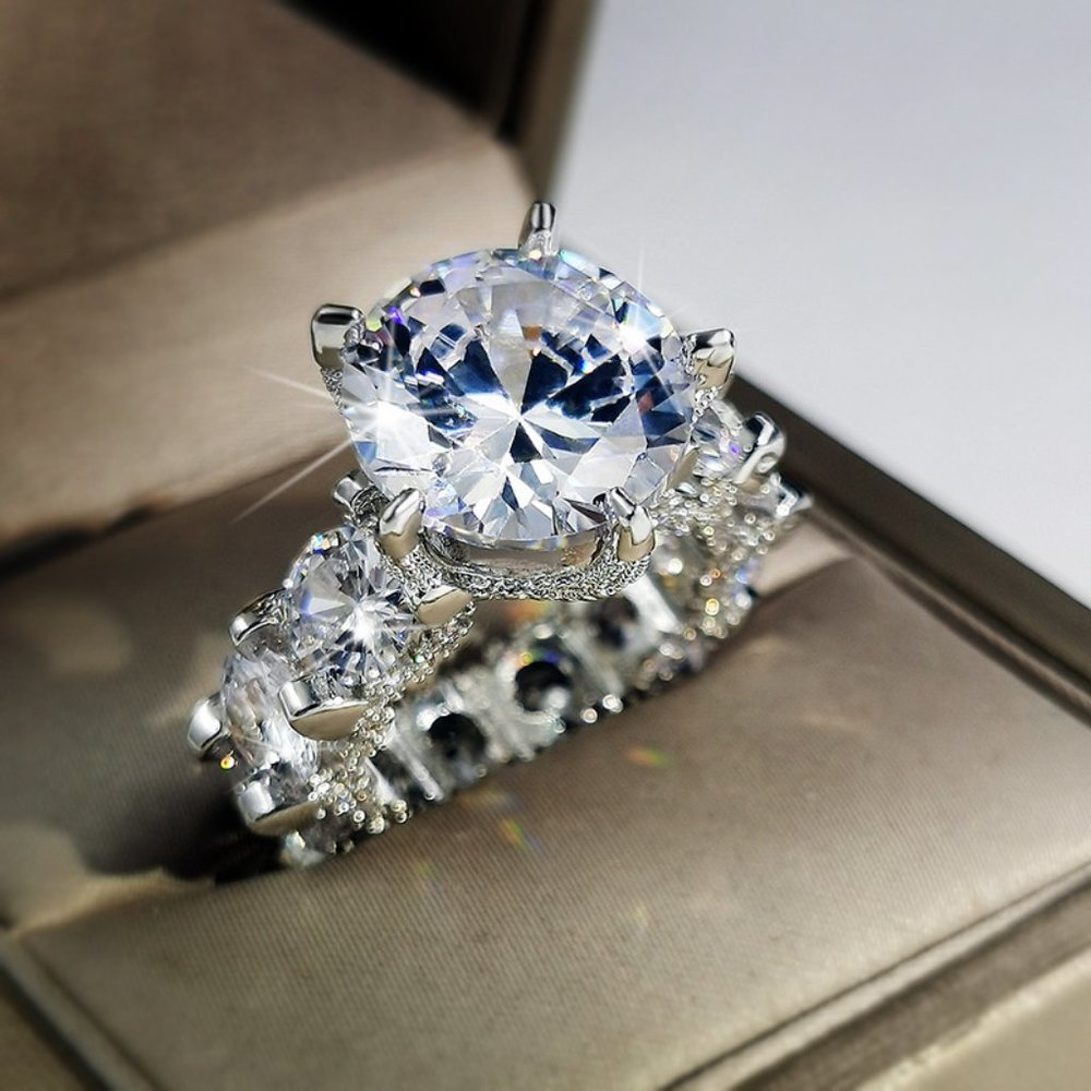 NEW 925 Silver Round Diamond Luxury Eternity Ring - Picture 5 of 6